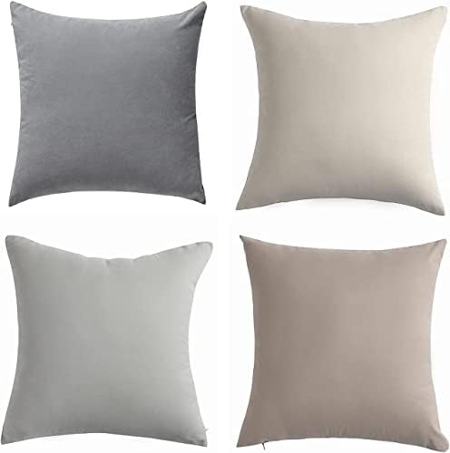 WEMEON Neutral Throw Pillow Covers 18x18 Inch Set of 4,Modern Solid Color Square - Image 4