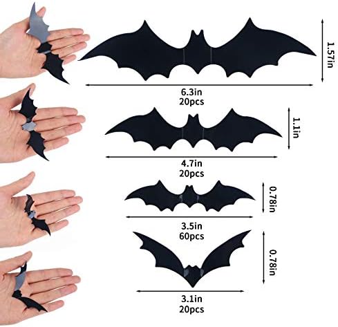DIYASY Bats Wall Decor,120 Pcs 3D Bat Halloween Decoration Stickers for Home - Image 2
