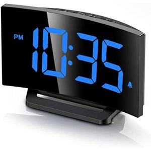 Digital Alarm Clock for Bedroom, Digital Clock with Modern Curved Design,