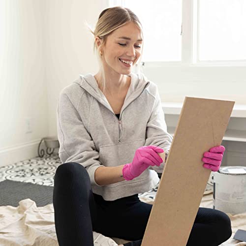 FRAMAR Pink Nitrile Gloves Medium - Disposable Gloves Medium, Cleaning Gloves - Image 4