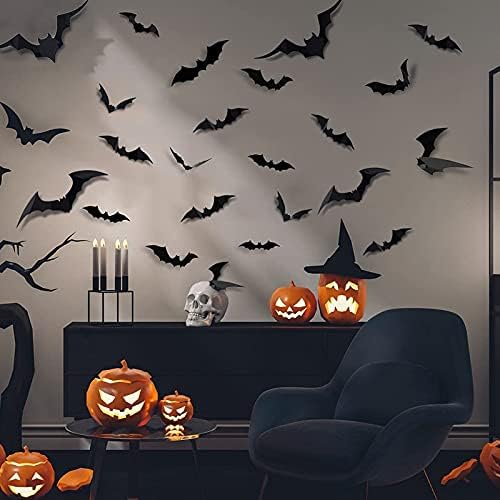 72Pcs Halloween Decoration 3D Bats Decorations, 4 Sizes Realistic PVC Scary Bats - Image 2