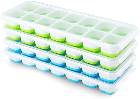 Ice Cube Trays 4 Pack, Airabc Silicone Ice Cube Trays with Removable Lid
