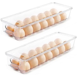 Vtopmart 2 Pack Egg Holder for Fridge, 14 Eggs Stackable Plastic Egg Tray
