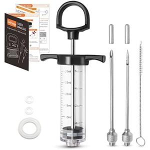 DePango Meat Injector, Anti-Break 1-oz Turkey Injector Syringe for Meats