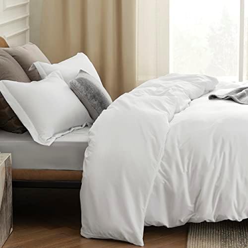 Bedsure White Duvet Cover Queen Size - Soft Brushed Microfiber Duvet Cover - Image 4