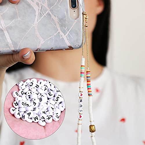 Alphabet Letter Beads, 300 Pcs Round Alphabet Beads with Clear Elastic Thread - Image 5