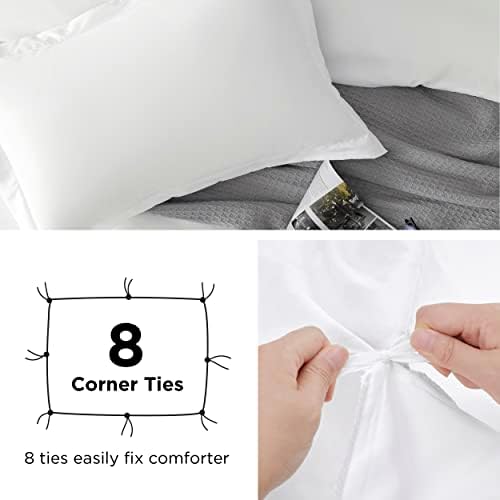 Bedsure White Duvet Cover Queen Size - Soft Brushed Microfiber Duvet Cover - Image 5