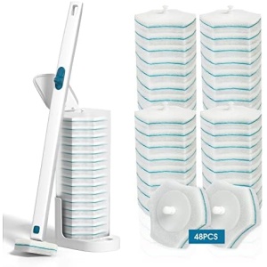 BALORIZ Disposable Toilet Brush with 48 Refills, Toilet Bowl Brush Disposable
