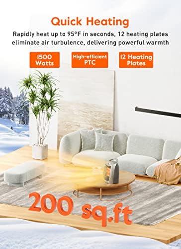 Portable Electric Space Heater with Thermostat, 1500W/750W Safe & Quiet Ceramic - Image 4