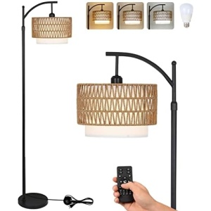 Arc Floor Lamp for Living Room with 3 Color Temperatures, Farmhouse Floor Lamps