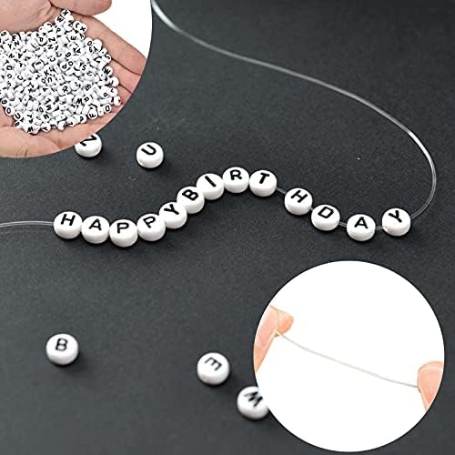 Alphabet Letter Beads, 300 Pcs Round Alphabet Beads with Clear Elastic Thread - Image 6