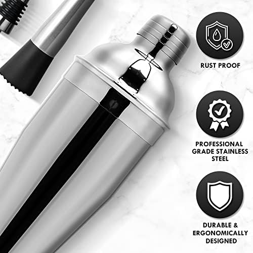 Mixology Bartender Kit with Stand | 15 Piece Bar Tool Set, Silver Bar Set - Image 6