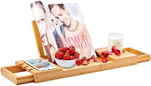 Utoplike Bathtub Caddy Tray, Bamboo Bath tub Tray with Adjustable Arms - Image 6