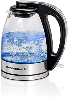 Hamilton Beach Glass Electric Tea Kettle, Water Boiler & Heater, 1 L, Cordless