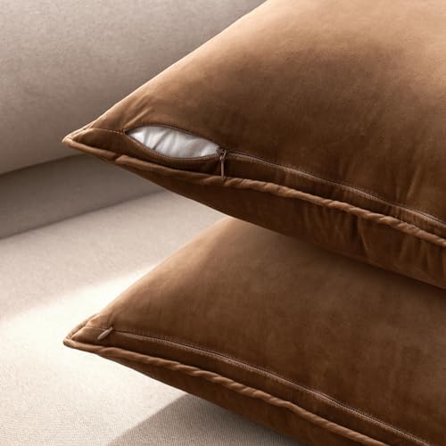 MIULEE Pack of 2 Decorative Velvet Throw Pillow Cover Soft Chocolate Pillow - Image 2