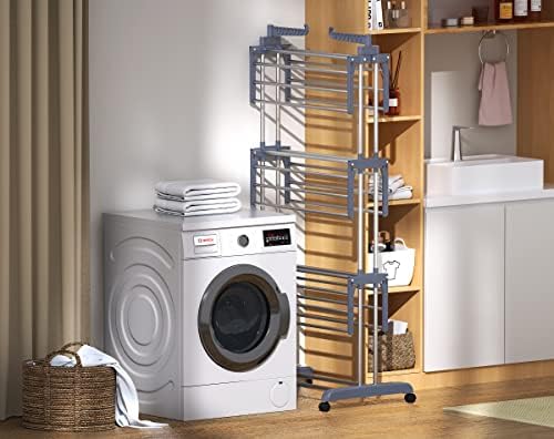 4-Tier Clothes Drying Rack,Foldable Clothes Hanger Adjustable Large Stainless - Image 2