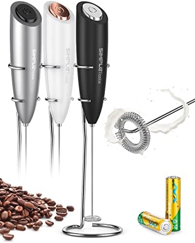 SIMPLETASTE Milk Frother Handheld Battery Operated Electric Foam Maker