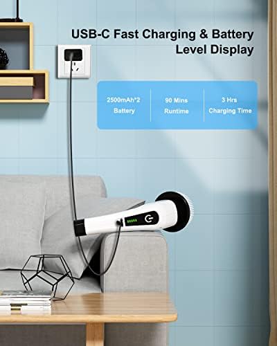 Leebein Electric Spin Scrubber, Cordless Cleaning Brush with 8 Replaceable Brush - Image 3