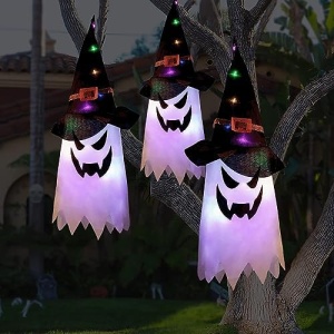 Halloween Decorations Outdoor 3Pcs Large Size Hanging Lighted Glowing Ghost