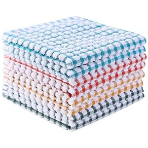 Oeleky 100% Cotton Kitchen Dish Cloths for Washing Dishes, 12x12 Inches Dish