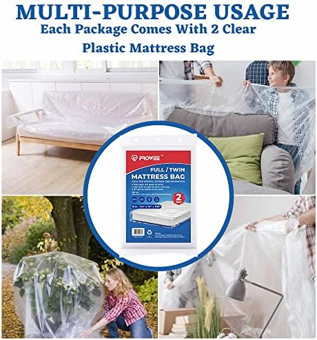 PROWEE 2 Pack Full/Twin Mattress Bag Clear Mattress Storage Bag Mattress Bag - Image 5