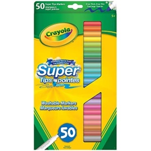 Crayola 50 Super Tips Washable Markers Arts & Crafts, 51 Count (Pack of 1)