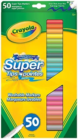 Crayola 50 Super Tips Washable Markers Arts & Crafts, 51 Count (Pack of 1)
