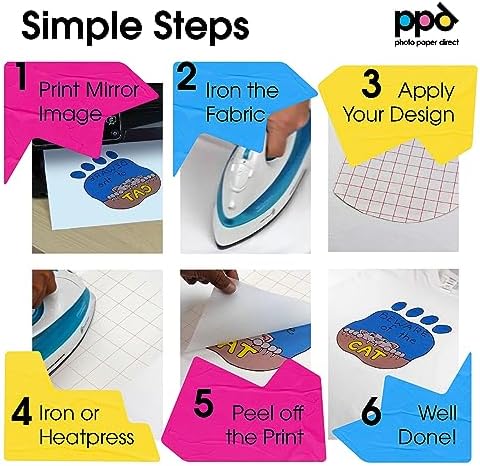 PPD Inkjet Iron-On Light T Shirt Transfers Paper LTR 8.5x11” Pack of 10 Sheets - Image 3