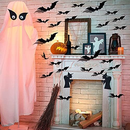 72Pcs Halloween Decoration 3D Bats Decorations, 4 Sizes Realistic PVC Scary Bats - Image 7