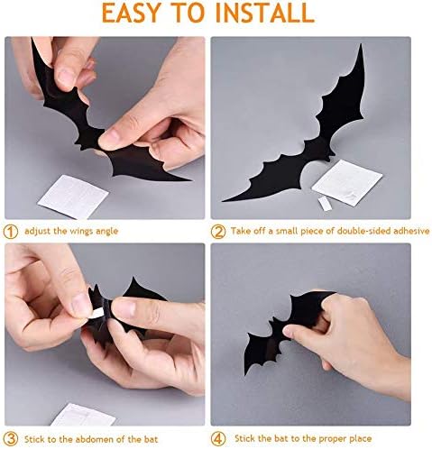 Bats Halloween Decoration 3D Bats Decorations 4 Different Sizes Wall Bat Decor - Image 3