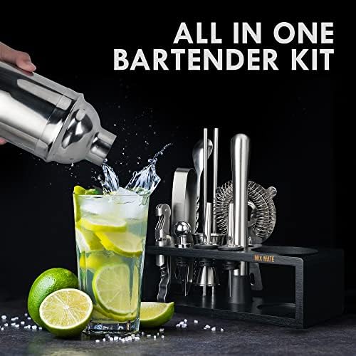 Mixology Bartender Kit with Stand | 15 Piece Bar Tool Set, Silver Bar Set - Image 2