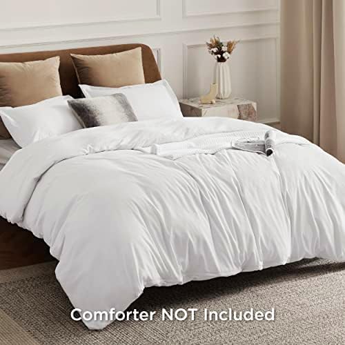 Bedsure White Duvet Cover Queen Size - Soft Brushed Microfiber Duvet Cover - Image 2