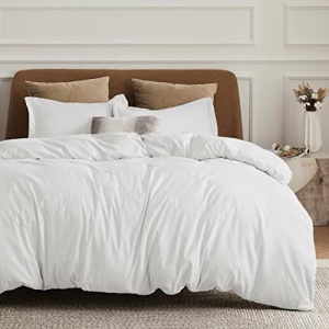 Bedsure White Duvet Cover Queen Size - Soft Brushed Microfiber Duvet Cover