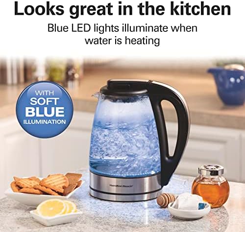 Hamilton Beach Glass Electric Tea Kettle, Water Boiler & Heater, 1 L, Cordless - Image 5