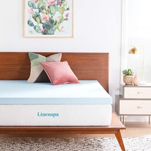 Linenspa 3 Inch Memory Foam Mattress Topper, Gel Infused Queen Mattress Topper