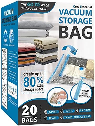 20 Pack Vacuum Storage Bags, Space Saver Bags (4 Jumbo/4 Large/4 Medium/4