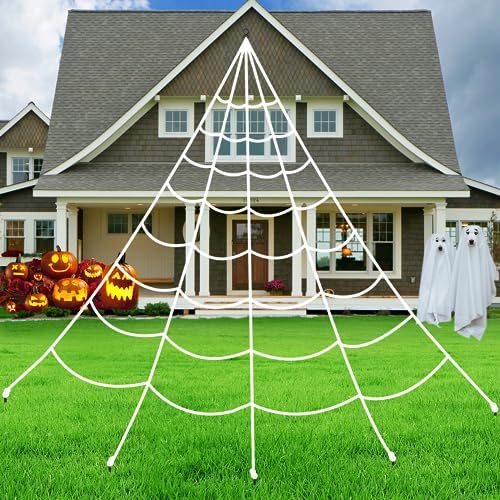 Brighter Spider Webs Halloween Decorations Lights,2023 Upgrade 250 Purple LED - Image 6