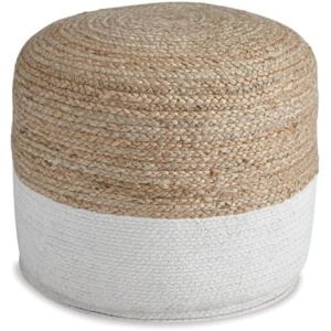 Signature Design by Ashley Sweed Valley Jute & Cotton Pouf, 19 x 19 Inches
