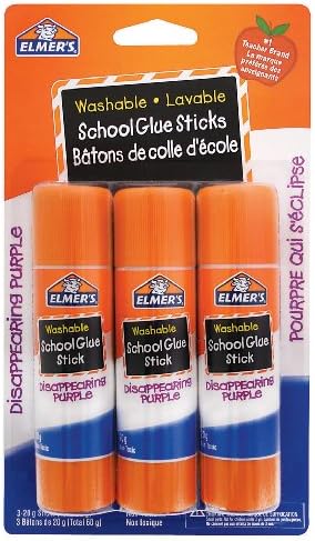 Elmer's Disappearing Purple School Glue Stick, 20G, 0.7-Ounce Each, 3-Pack