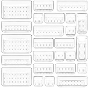 Vtopmart 25 PCS Plastic Clear Drawer Organizer, Acrylic Desk Drawer organizers