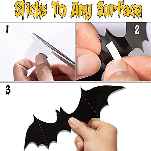 72Pcs Halloween Decoration 3D Bats Decorations, 4 Sizes Realistic PVC Scary Bats - Image 5