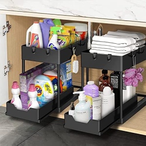 Under Sink Organizer 2 Set - Tomekji Under Sink Storage Plastic Sliding Drawer