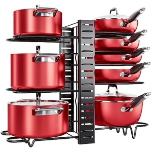 MUDEELA Pots and Pans Organizer for Cabinet 8-Tier Pan Organizer Rack