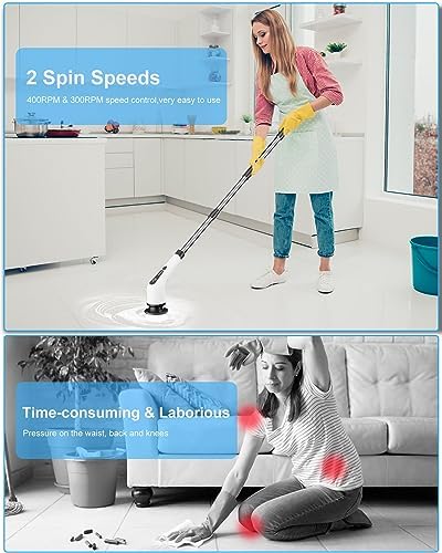 Leebein Electric Spin Scrubber, Cordless Cleaning Brush with 8 Replaceable Brush - Image 2
