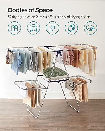 SONGMICS Clothes Drying Rack, Laundry Drying Rack, Free-Standing Drying Rack - Image 3