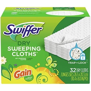Swiffer Sweeper Dry Dust Mop Refills, Dusters for Cleaning, Gain Scent, 32 Count
