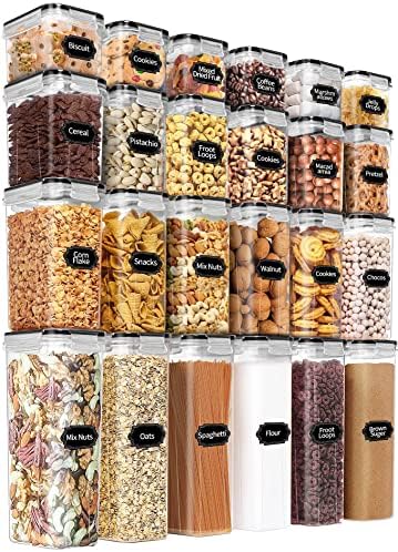 Airtight Food Storage Containers Set with Lids, 24 PCS Clear Kitchen Pantry