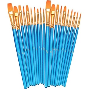 BOSOBO Paint Brushes Set, 2 Pack 20 Pcs Round Pointed Tip Paintbrushes Nylon