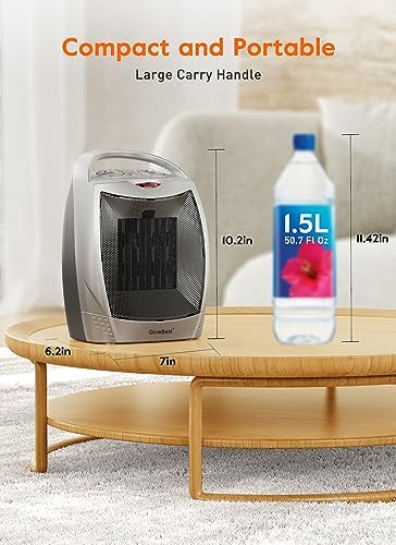 Portable Electric Space Heater with Thermostat, 1500W/750W Safe & Quiet Ceramic - Image 7