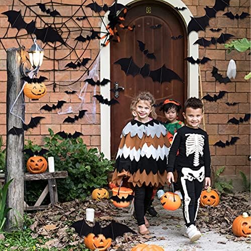 72Pcs Halloween Decoration 3D Bats Decorations, 4 Sizes Realistic PVC Scary Bats - Image 6